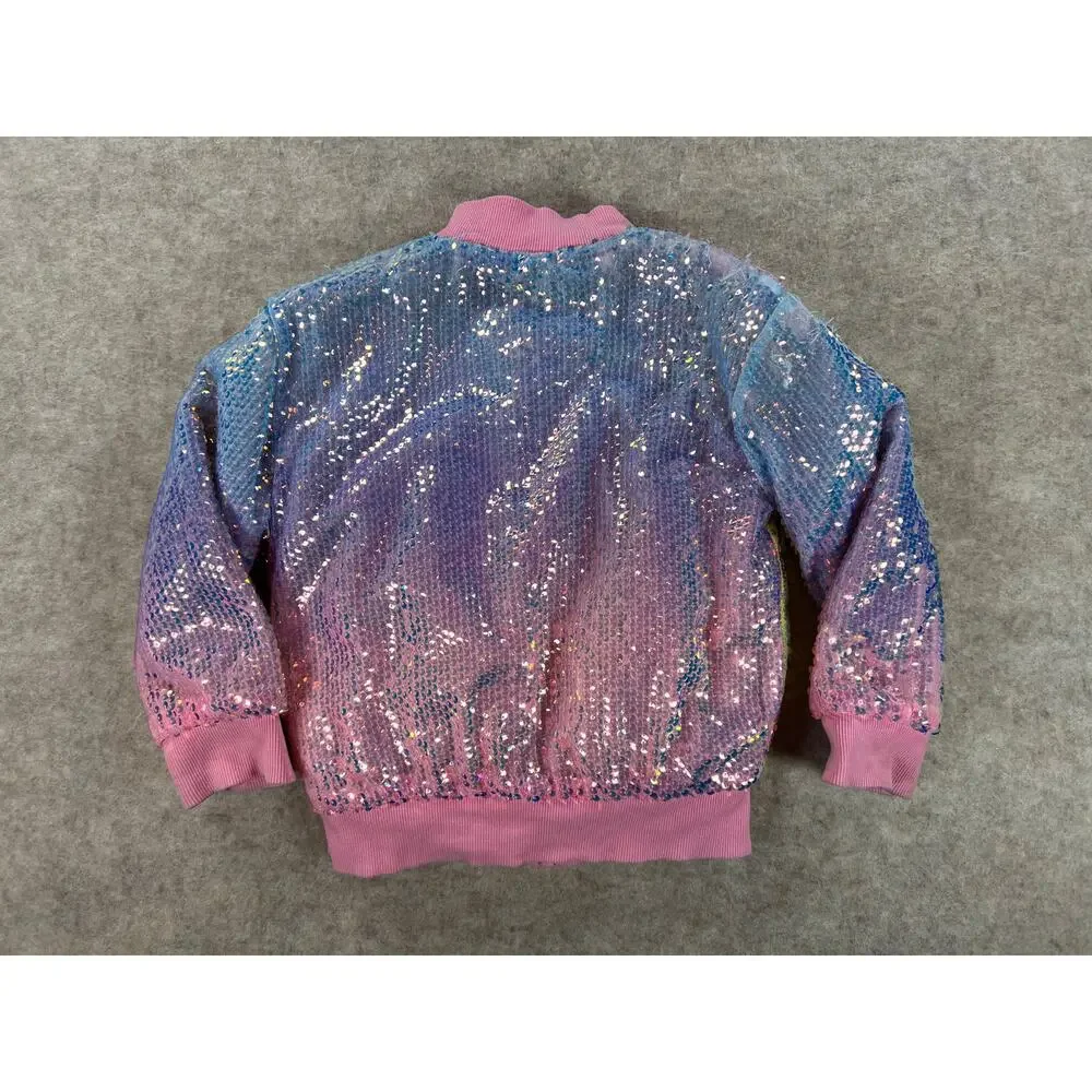 Love and Grow Bejeweled Rainbow Sequin Sparkle Jacket Girls Size 5y